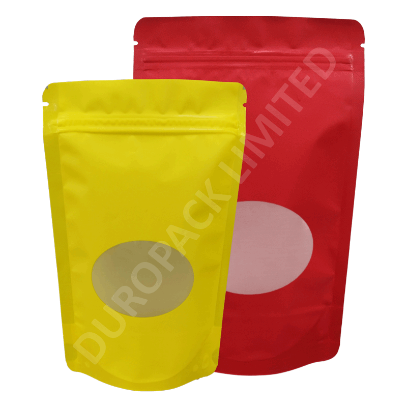 Matt Oval Window Coloured Standup Pouches