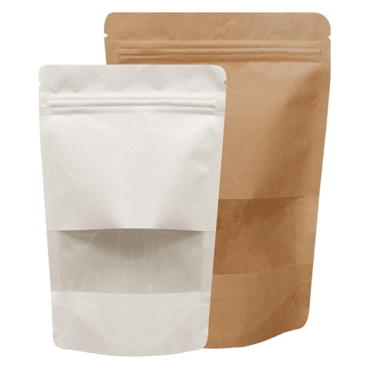Kraft paper standup pouches with window
